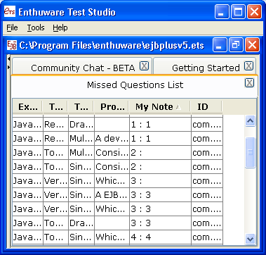 Enthuware Test Studio Missed Questions
